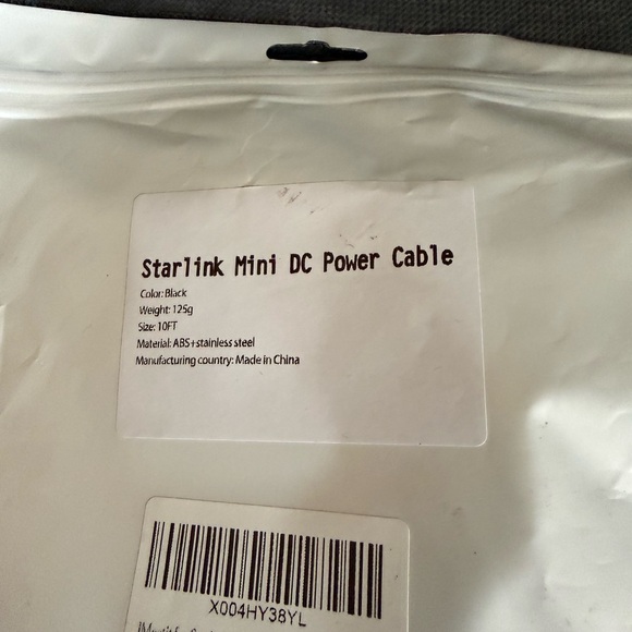 Starlink‎ NWT Mini DC Power Cable 10FT Black Stainless Steel Charging Cord - Picture 2 of 5